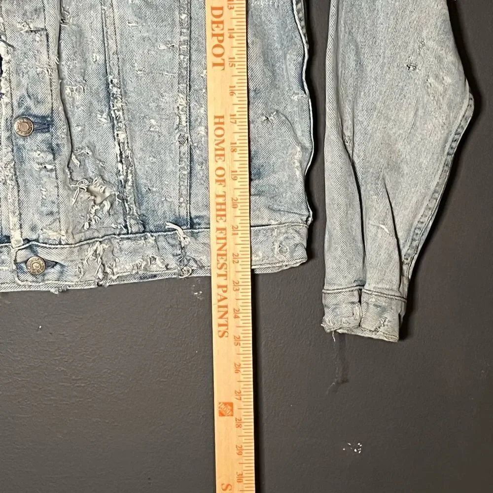 Vintage Paradise France Handmade Distressed Denim Jacket With Vintage Bandana Pa - Picture 6 of 9